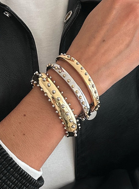 欧美跨境朋克重工金属柳钉弹簧扣