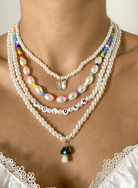 欧美跨境饰品创意混搭多元蘑菇蝴