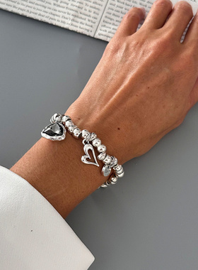 欧美跨境甜酷ins风爱心形吊坠CCB