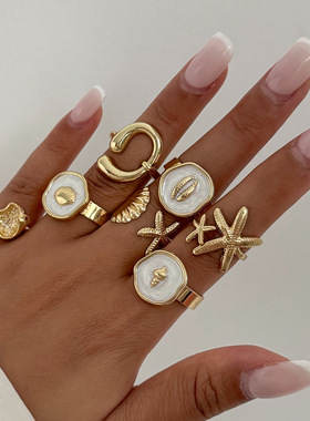 欧美跨境海洋ins风滴油扇贝壳关