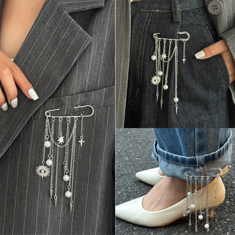 欧美跨境设计感眼睛仿珍珠链条流