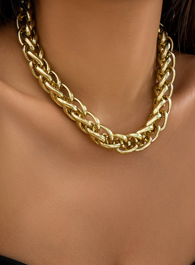 欧美跨境饰品金属风麻花铝链条项