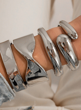 欧美跨境设计感金属光面水滴抱抱