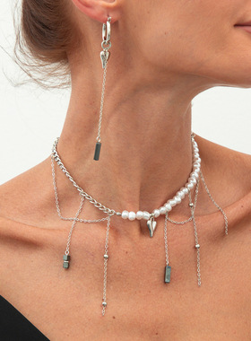 欧美跨境甜酷ins风仿珍珠串珠项