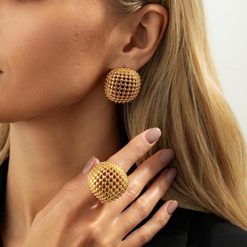 欧美跨境时尚复古金属编织开口戒