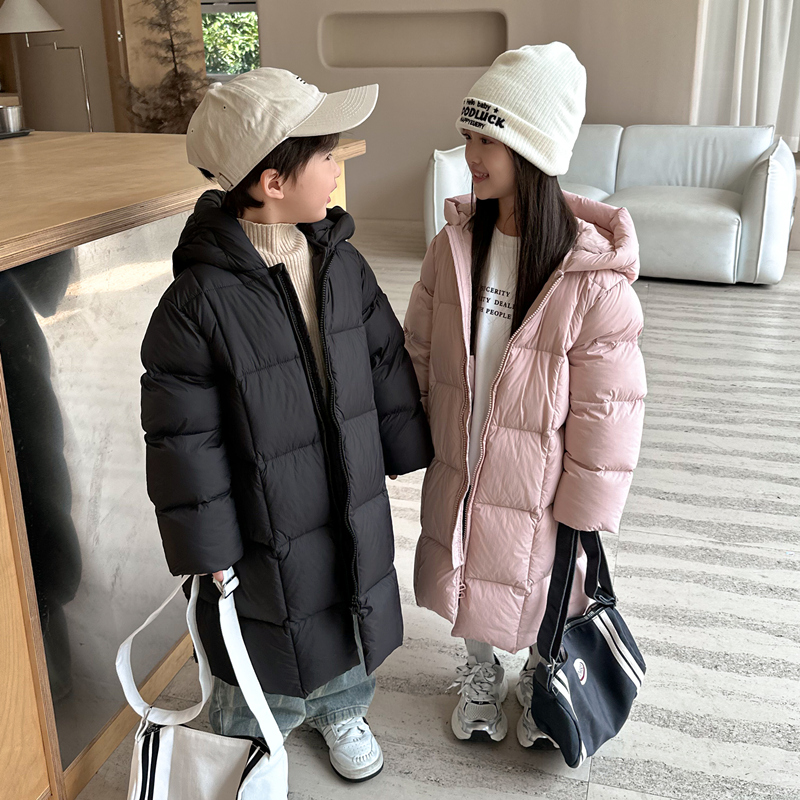 韩版过膝长款加厚极寒儿童羽绒服