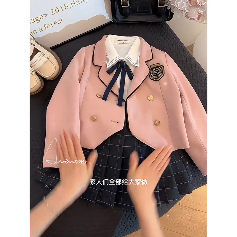 女童秋季韩版学院风JK制服三件套
