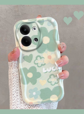 适用于opporeno9手机壳小清新0pp0reno9pro5g绿色opopreno9por+花朵phm110新款pgx女全包防摔opporone95g十加