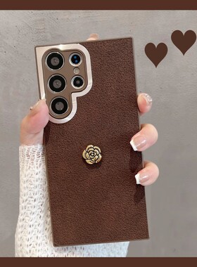 适用于三星s23手机壳s23+新款s23ultra简约galaxys23十复古s23u女款创意uitra加plus全包防摔utral棕色ins风