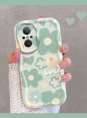 适用于华为nova9se手机壳荣耀50es小清新jln一al00绿色jlh-an00花朵hinova智选新款女novo全包防摔套nava软壳