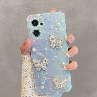适用于opporeno7手机壳0pp0reno7pro半透明pfjm10新款女oppor7por小清新75g蝴蝶5g高级感opopreno防摔oppreno