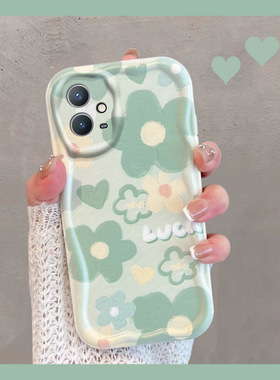 适用于vivoy33s手机壳y33e小清新y52t绿色V2166A花朵viv0 33e新款女vivo维沃y33s全包防摔vovoy创意软壳viviy