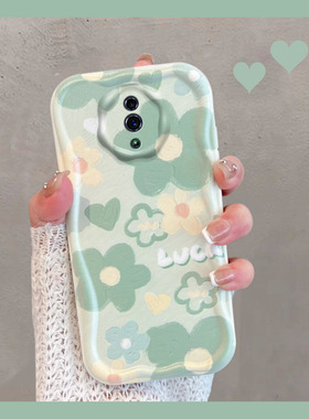 适用于opporeno手机壳小清新pcam00绿色0pp0reno1花朵oppreno新款oppo女0pporeno全包防摔opopreno软壳pcamoo