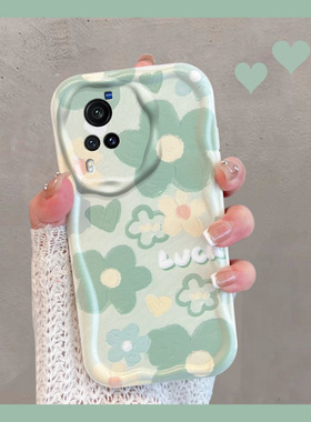 适用于vivox60手机壳viv0x60pro小清新vovox60t绿色vivo步步高花朵新款女vivix叉六零por全包防摔vox创意软壳