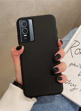 适用于vivoy76s手机壳黑色v2156a磨砂vivo步步高y76s简单软壳viv0丫全包vivi防摔vivov男vivos女voy潮voviy