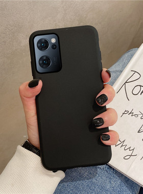 适用于opporeno7手机壳黑色pfjm10简单oppo reno75g软壳opporeon7全包opreno防摔opopreno男oppor7女5g磨砂