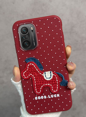 适用于红米k40手机壳redmik40pro新年款por+马年小米m2012k11ac红色red米40k十加防摔k4o软壳女薄款波点创意