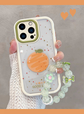 适用于苹果14promax手机壳13pro新款i12por小清新ip11pm带手链iph8plus透明7splus女简约十四pmax夏天14p十三