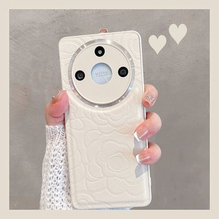 适用于华为荣耀x50手机壳x50pro新款 x50gt女ali一an00全包防摔honor50x系列曲屏叉五零anoo曲面屏简约山茶花