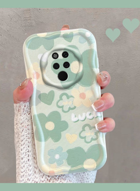 适用于华为mate20手机壳小清新hma一al00绿色m20花朵mt20新款女mete2o全包防摔meta创意mata软壳meite二零mte