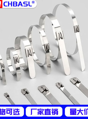 *自锁式室户外绑带电线束线带船用抱箍304不锈钢金属尼龙扎带扎丝