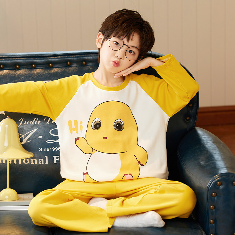 男童睡衣春秋季纯棉中大儿童亲子家居服秋天2026新款男孩套装冬季