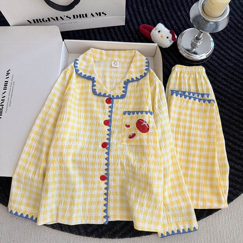 儿童睡衣女款春秋季云朵棉长袖长裤套装可爱卡通甜美中大童家居服