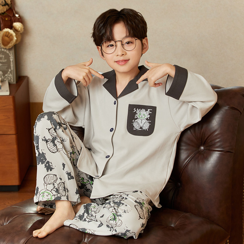 男童睡衣儿童2026新款春秋季纯棉长袖小男孩青少年大童家居服套装