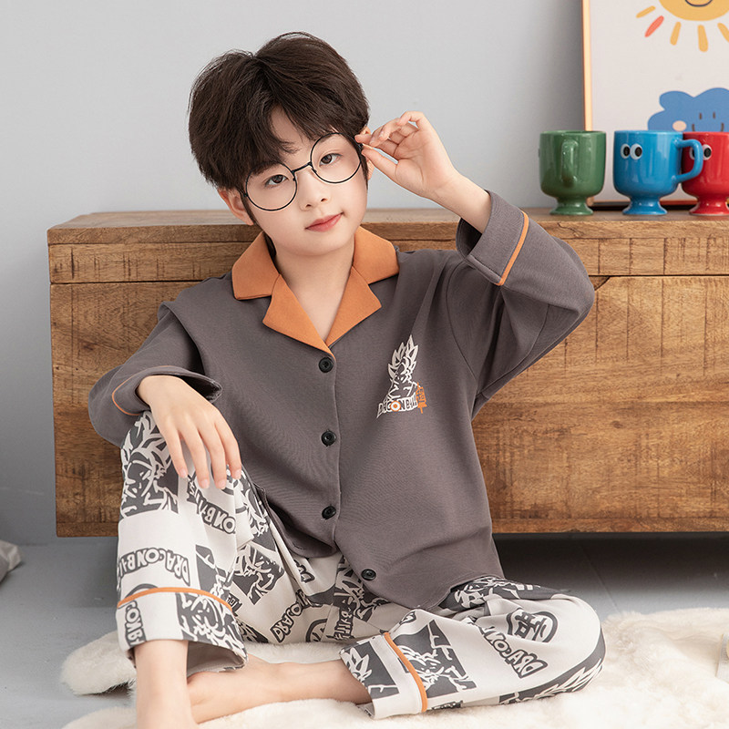 儿童春秋季睡衣新款男孩纯棉长袖套装男童学生卡通大童宽松家居服