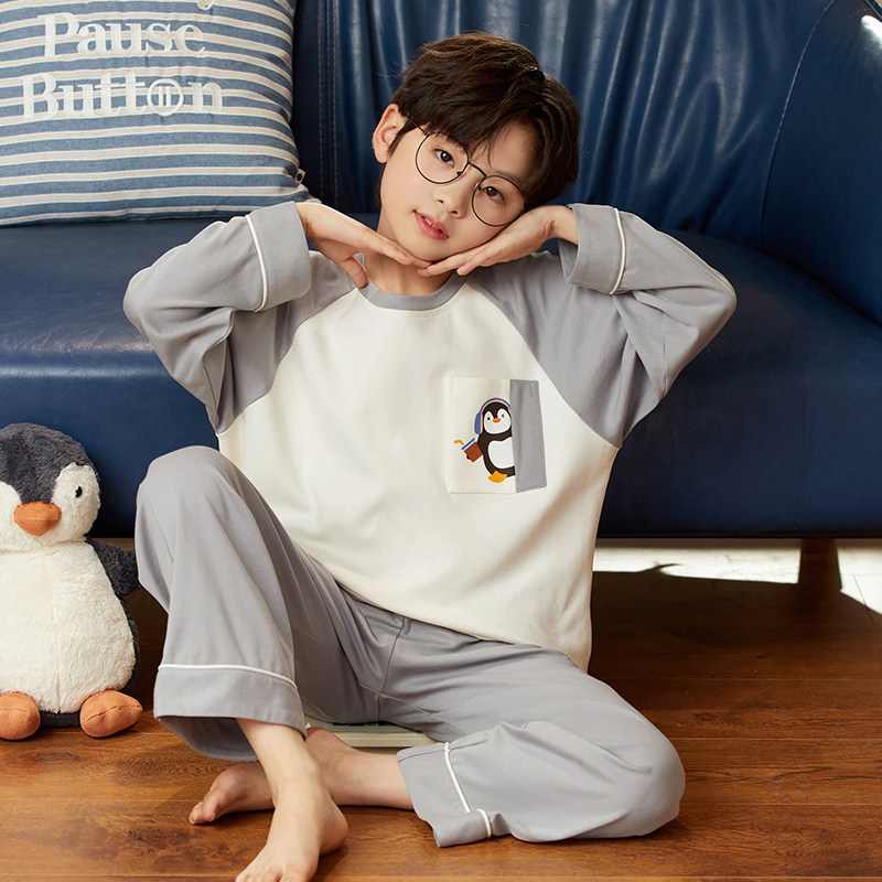 儿童睡衣春秋季男童纯棉长袖卡通男孩中大童青少年春款家居服套装