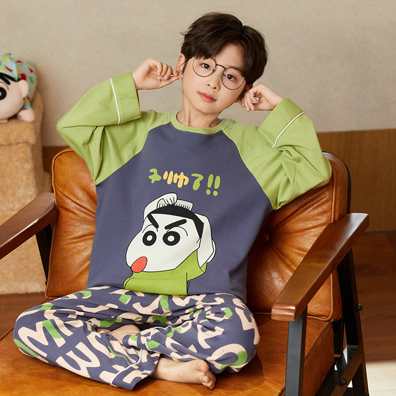 男童睡衣儿童2026新款春秋季纯棉长袖小男孩青少年大童家居服套装