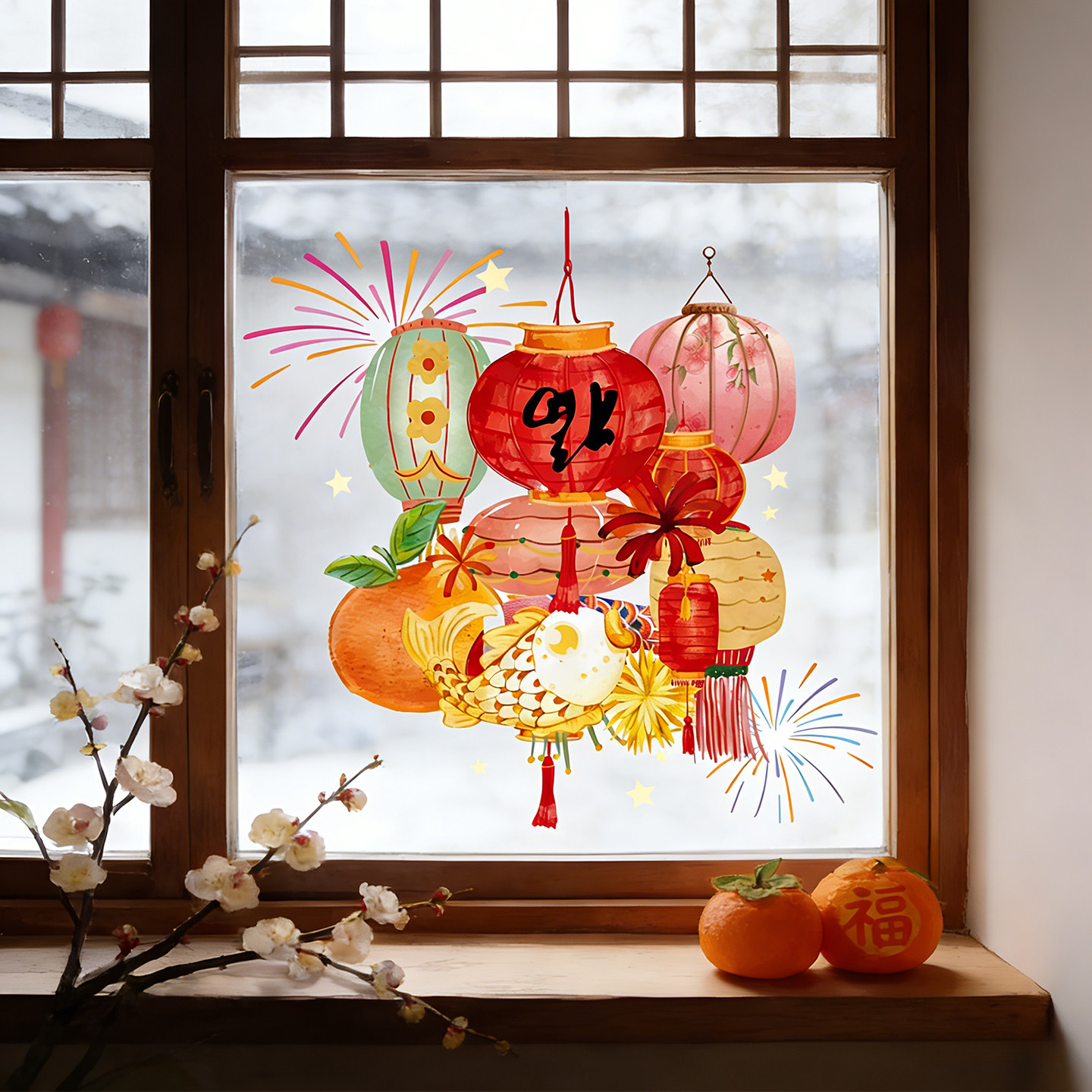 2026新年装饰品玻璃门贴纸春节橱窗过年卡通福字灯笼静电窗花贴画,节庆用品/礼品,节日装扮用品,淘宝优惠券,粉丝福利购,淘宝优惠卷