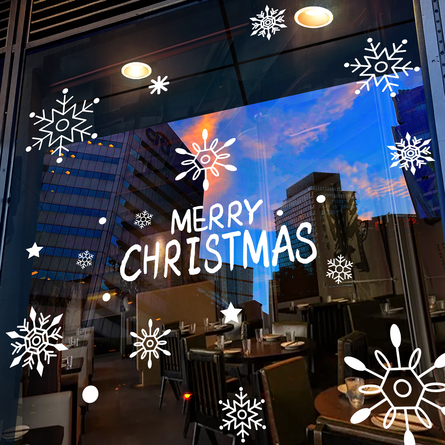 圣诞装饰雪花静电贴画