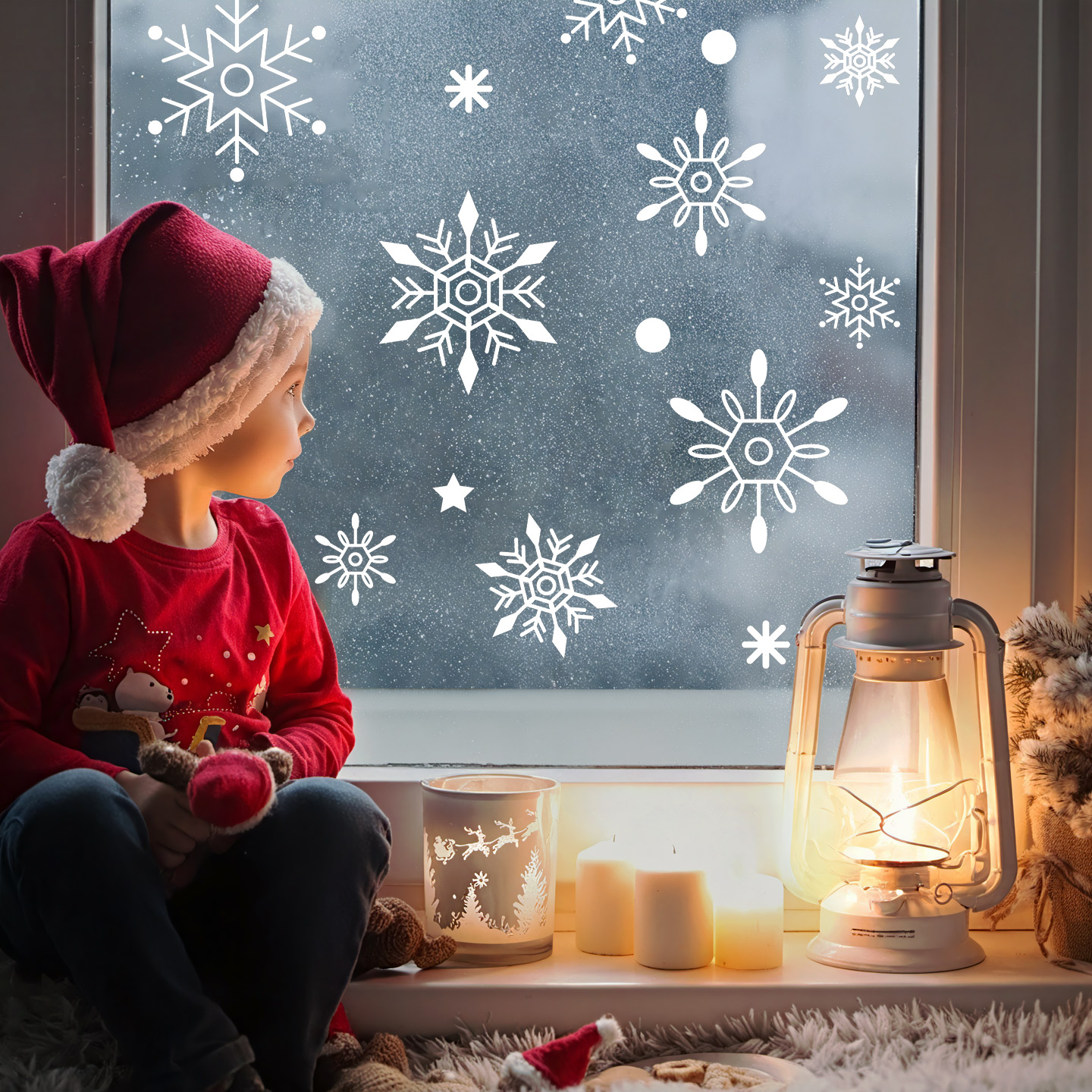 圣诞节装饰玻璃门雪花贴纸