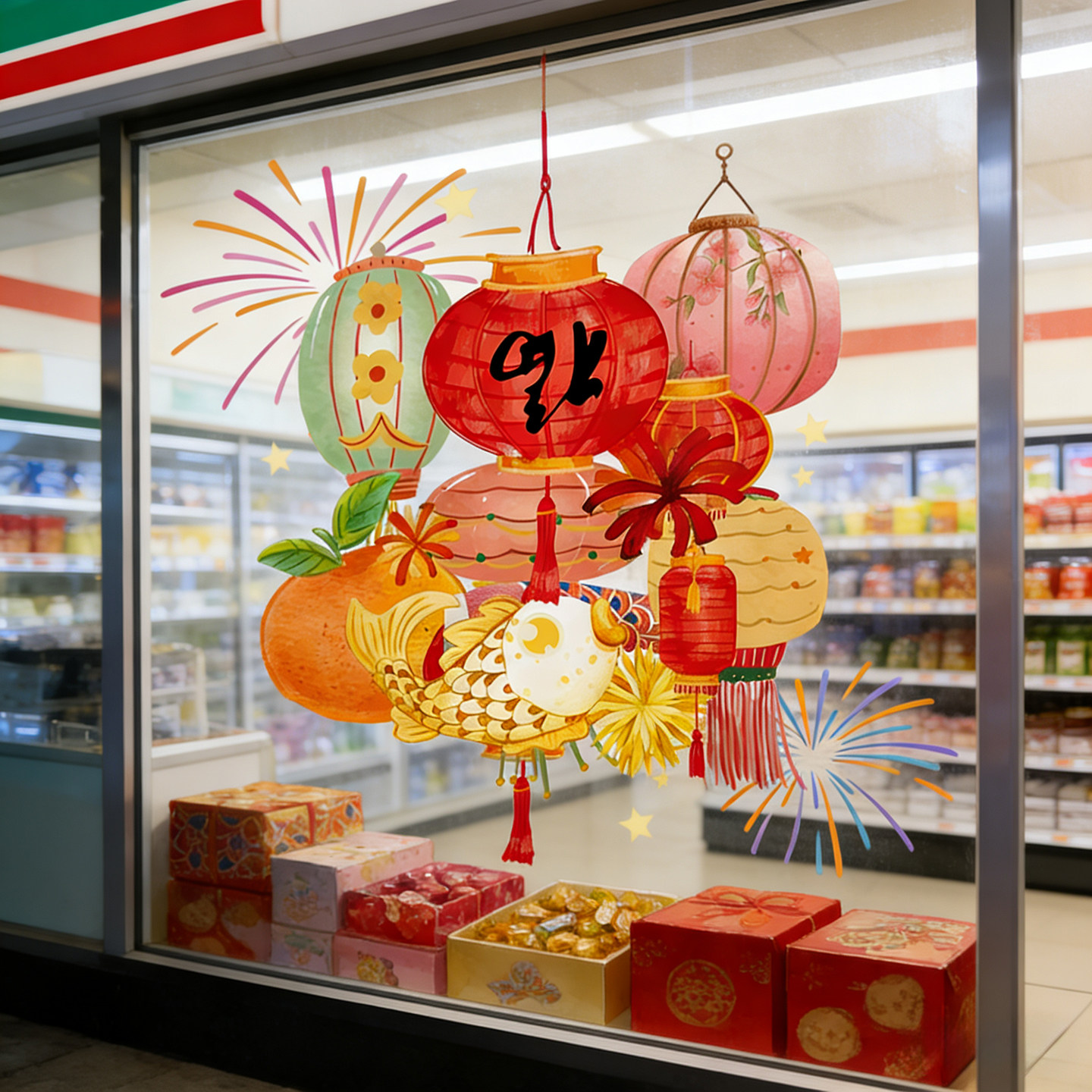 新年装饰2026马年福字灯笼窗花