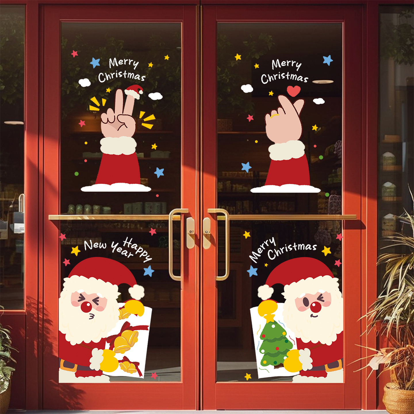 圣诞节装饰场景氛围布置窗贴