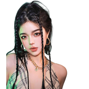 假发辫子女高马尾网红甜酷辣妹自然麻花辫长辫挂耳染拳击辫假发片