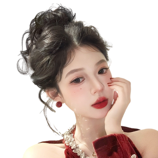 龙须双丸子头假发自然仿真假发包懒人盘发蓬松神器花苞龙须丸子头