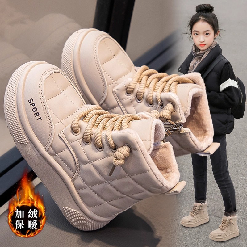 ABC defier女童雪地靴2025冬款儿童加绒保暖二棉鞋男童鞋加厚棉靴