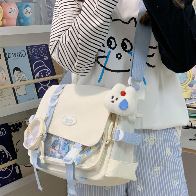 女包可爱学院风斜挎包日系ins学生大容量百搭邮差包时尚透明痛包