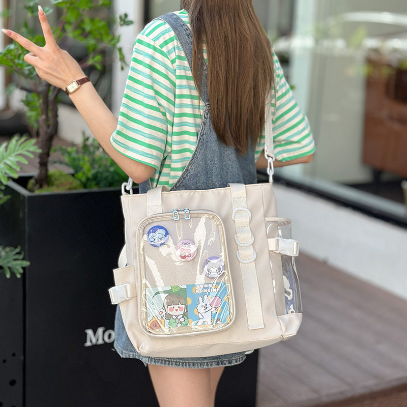 森系痛包百搭托特包ins风透明单肩包女大容量校园学生百搭斜挎包