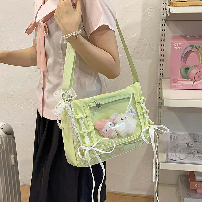 学院风小清新简约学生单肩包原宿风可爱吧唧痛包大容量夏季斜挎包