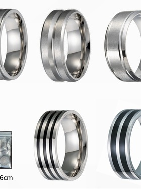 希音欧美简约五件银色套装指环不