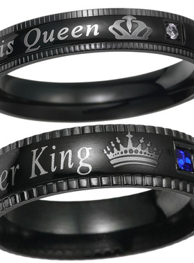 情侣对戒新款皇冠女王钛钢黑色情