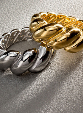 ring新款麻花造型钛钢手饰品铸造