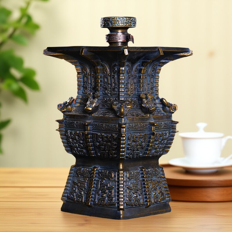 复古景德镇陶瓷空酒瓶5斤装古铜色创意艺术家用摆件存酒瓶子酒壶