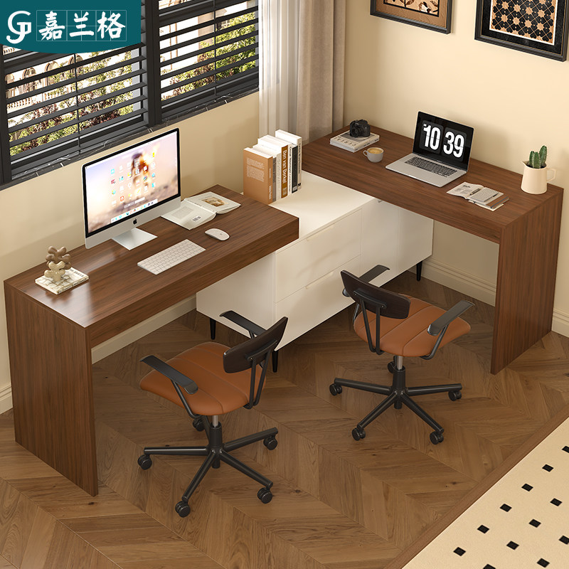 中古风实木双人书桌学生家用卧室转角书桌伸缩旋转电脑桌子9L80,住宅家具,书桌,淘宝优惠券,粉丝福利购,淘宝优惠卷
