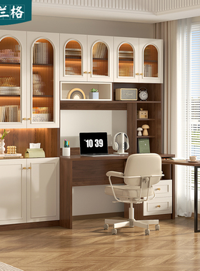旋转书桌书架一体桌家用台式电脑桌书桌书柜一体靠墙桌子9FL17-2