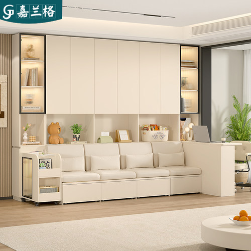 沙发卡座书桌书柜一体