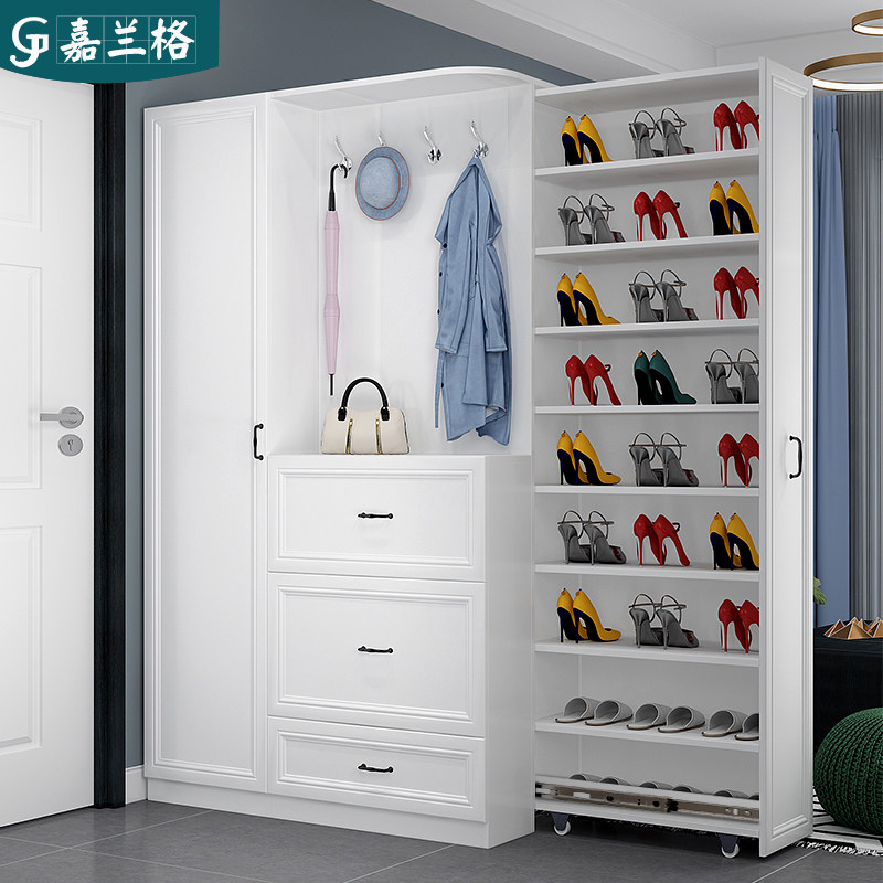 现代简欧鞋柜家用大容量玄关柜鞋柜一体定制门口衣帽柜门厅柜定制